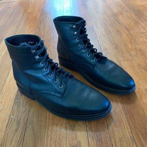 Thursday President Lace-Up Boots In Black Leather, 10.5